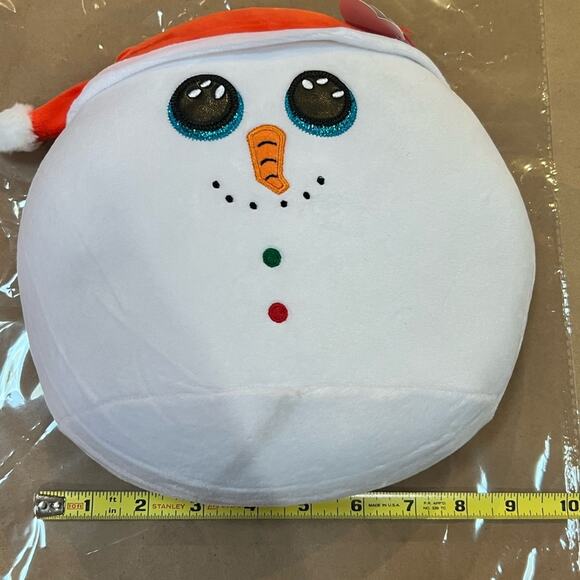 Ty Flurry White Snowman Large Squish-A-Boo 9 inch NWT Stuffed Animal Toy - Picture 10 of 10